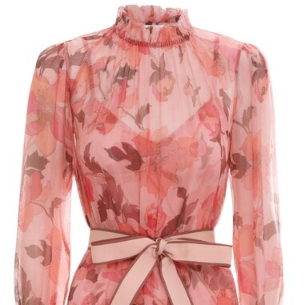 ZIMMERMANN Concert Tubular Floral-Print Silk-Chiffon Midi Dress US:4